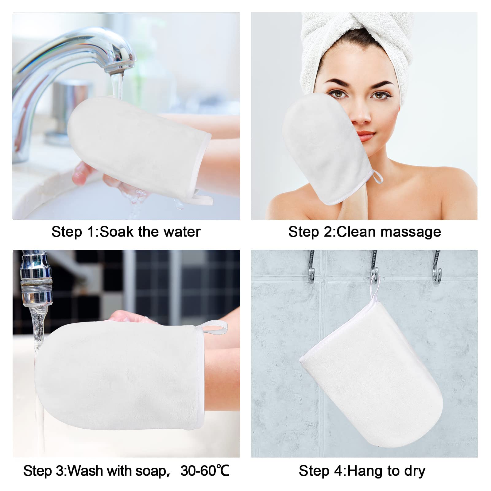 PHOGARY Confezione da 8 Guanti per il Bagno in icrofibra, Guanti per