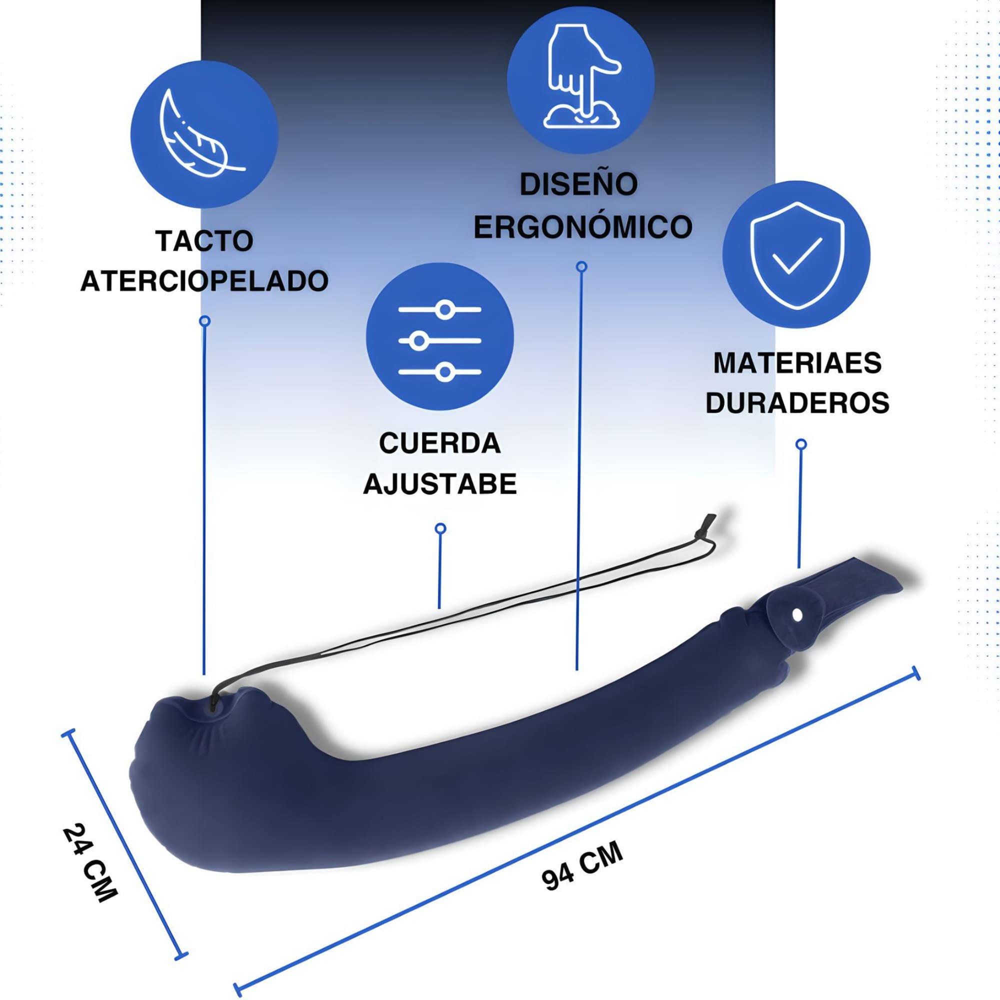 Cuscino da viaggio gonfiabile con supporto per testa, collo e cervicale, morbido come un cuscino, eccellente ed ergonomico per il riposo in viaggio sia in aereo che in auto o in treno.