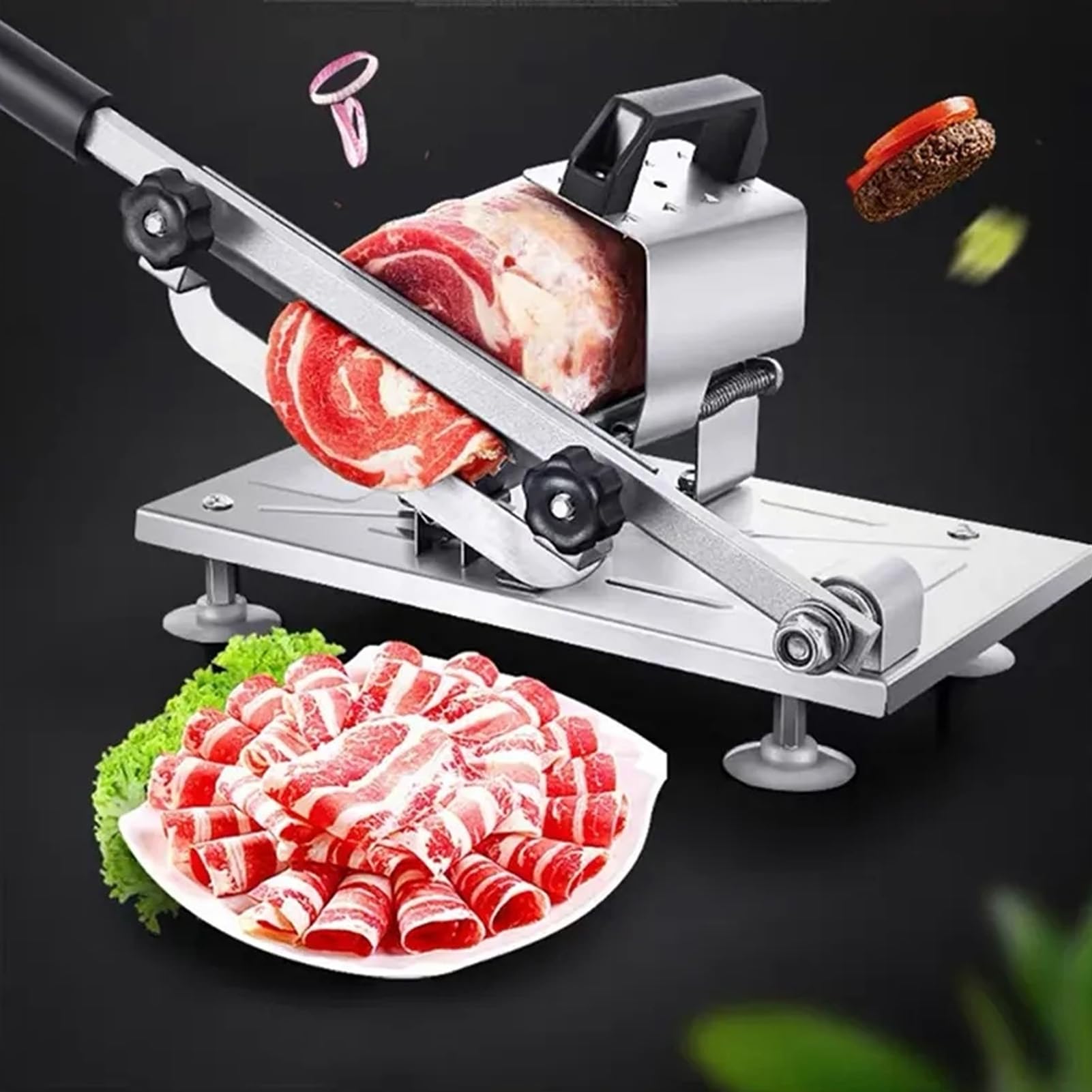 Taglierina manuale per carne congelata casalinga in acciaio inossidabile Affettatrice manuale per carne con manico per pentola calda con pancetta e formaggio