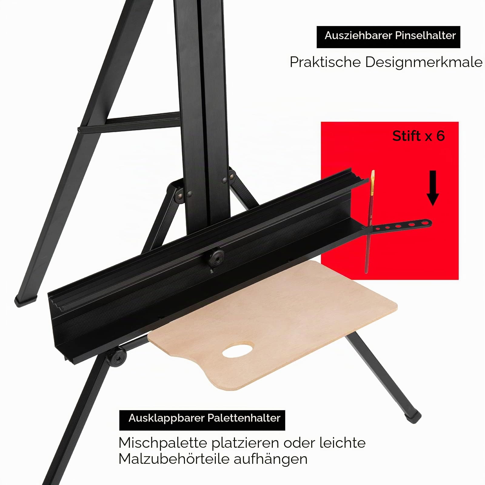 MEEDEN Staffelei Groß aus Aluminium, Verstellbare Höhe bis 170cm Künstlerstaffelei, Leinwand Ständer für Display Malerei und Werbung, Malstaffelei hält Leinwände bis 86cm