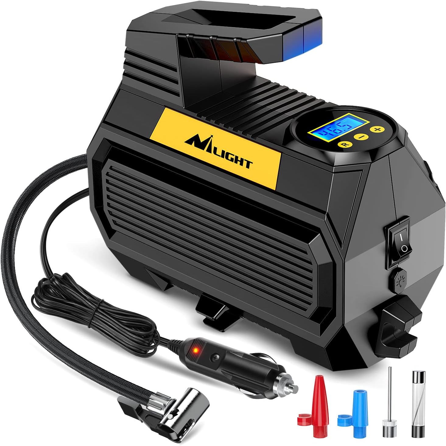 Nilight Tire Inflator Air Compressor Portable Air Pump for 12V DC Car Tires 150PSI Auto Tire Pump with LED Light for Cars ATVs Bicycles, 2 Years Warranty, 50066A, Air Compressor Pump