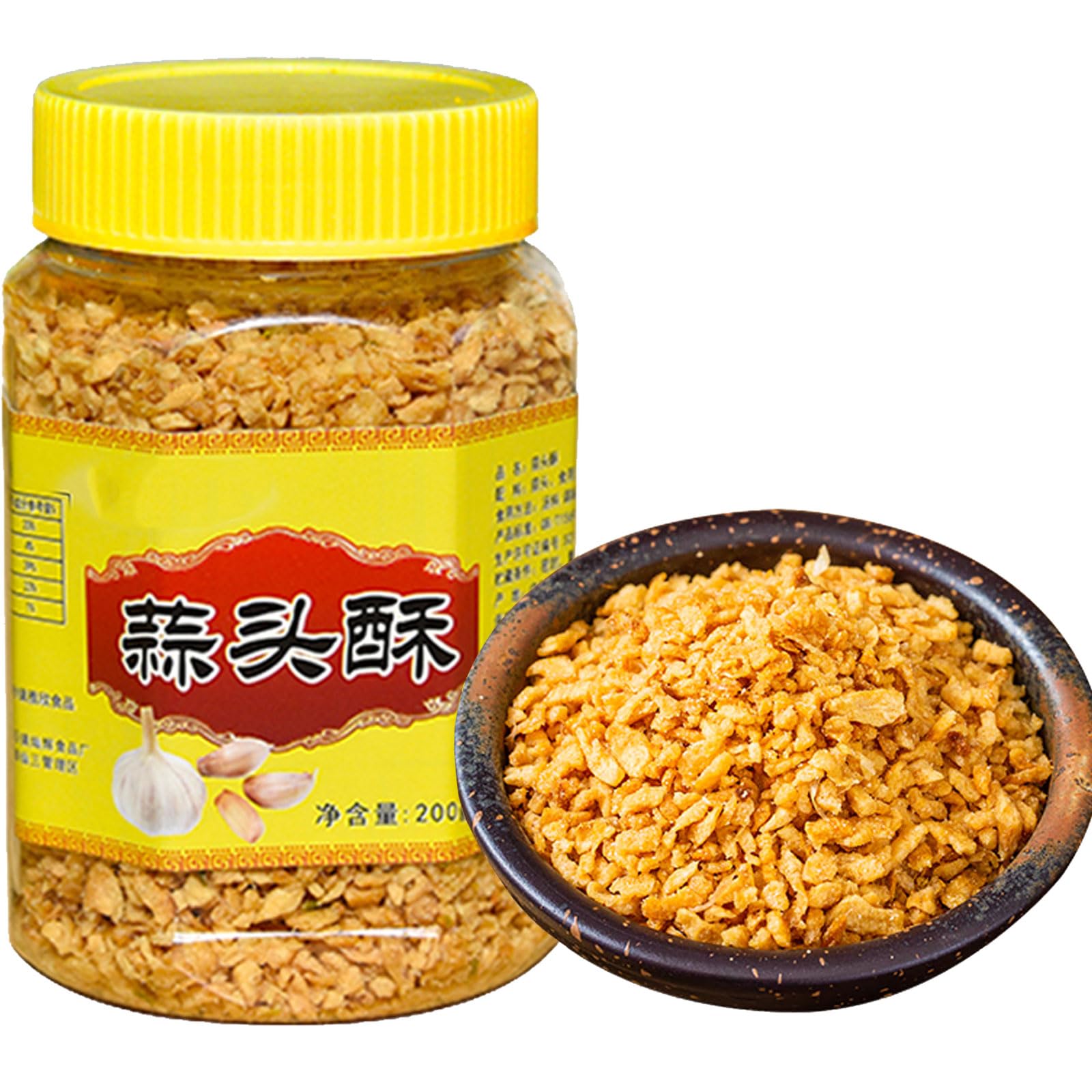 Crispy Fried Garlic 200g，garlic bread seasoning，crispy garlic used for Salad Toppings, Fried Onions - Ramen, Rice Seasoning