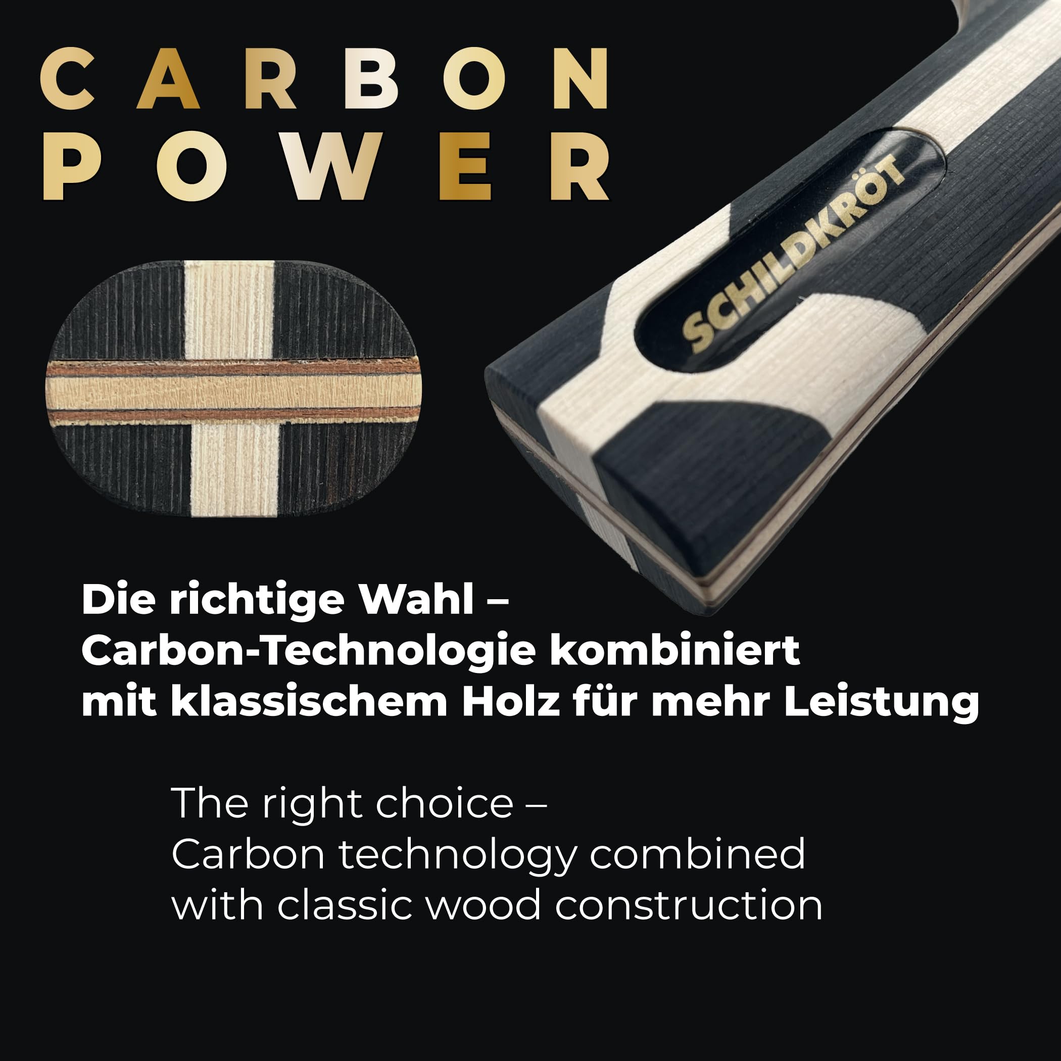 Schildkröt Tischtennisschläger Carbon Power | offensiver Carbon-Schläger mit zertifizierten ITTF-Belägen | Premium TT-Schläger für ambitionierte Freizeit- und Vereinsspieler