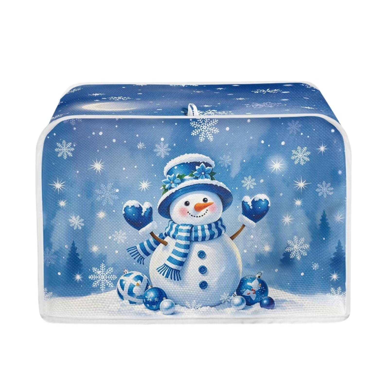 Blue Snowman 4 Slice Toaster Cover Christmas Decor