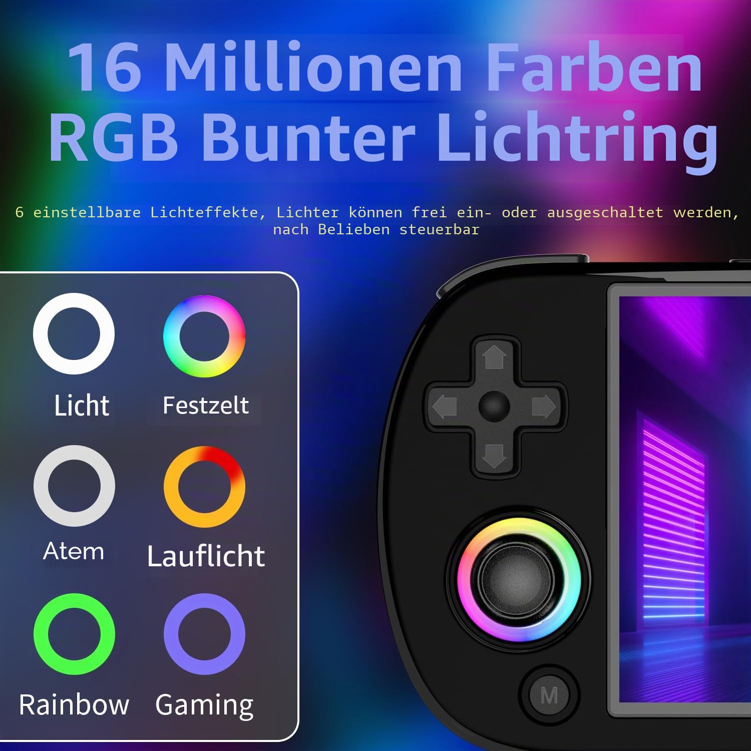 RG40XX H Handheld-Spielekonsole, Retro-Spielekonsole mit RGB-Joystick-Beleuchtung, 4 "IPS-Bildschirm Linux Eingebaute 64G TF-Karte und 5571 Spiele, unterstützt WiFi Blueto (schwarz, 64G)