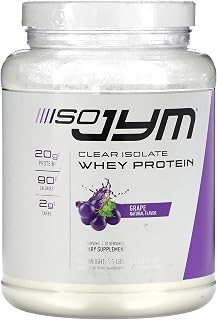 Iso JYM Grape, 90 Calories, 100% Whey Protein Isolate, Zero Fat, Zero Sugars, Mixes Clear, for Women & Men, 20 Servings