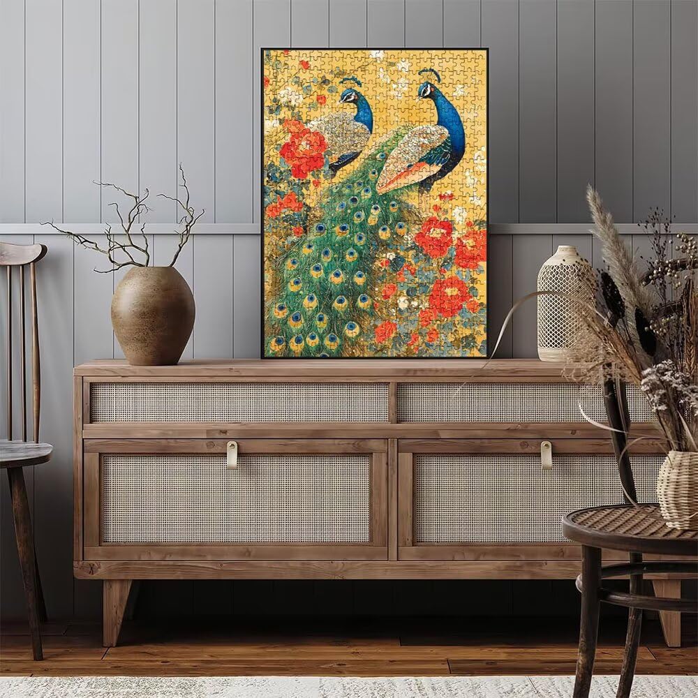 Puzzle 5000 Teile Erwachsene, Jigsaw Puzzle Erwachsene 5000 Teile, Pfauen Blumen Puzzles, Impossible Klassische Puzzles, Herausfordernde Familie Spiele, für Home Decor und Geschenke DX0YL2-520