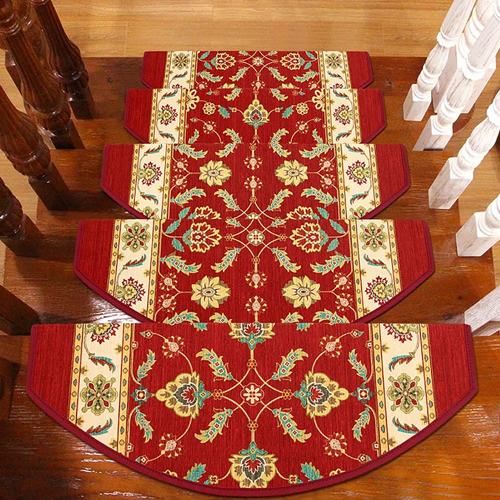 Trwały dywan na schody, wzorzysty antypoślizgowy gumowy dywanik, zestaw 5 mat schody)(5pcs(80x24cm))