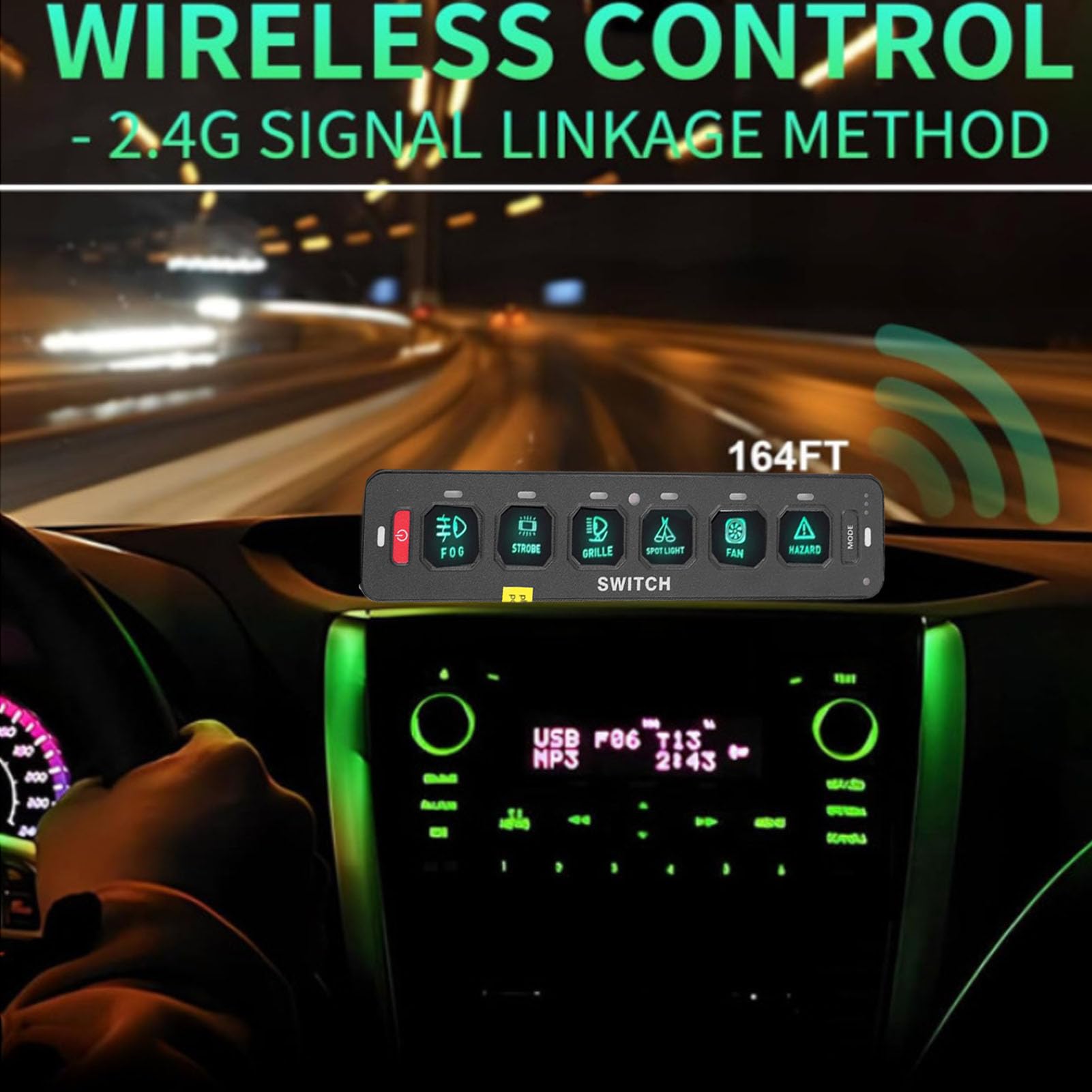 Cryfokt 6 Gang Switch Panel for Trucks, Boats, and ATVs | Podświetlenie RGB, niezależne sterowanie, wytrzymała konstrukcja, automatyczne przyciemnianie