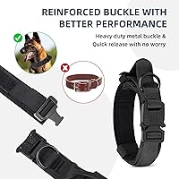 Vista 48 de Tactical Dog Collar, Adjustable Military Training Reflective Nylon Dog Collar with Control Handle, Heavy Duty Metal Buckle for Medium and Large Black