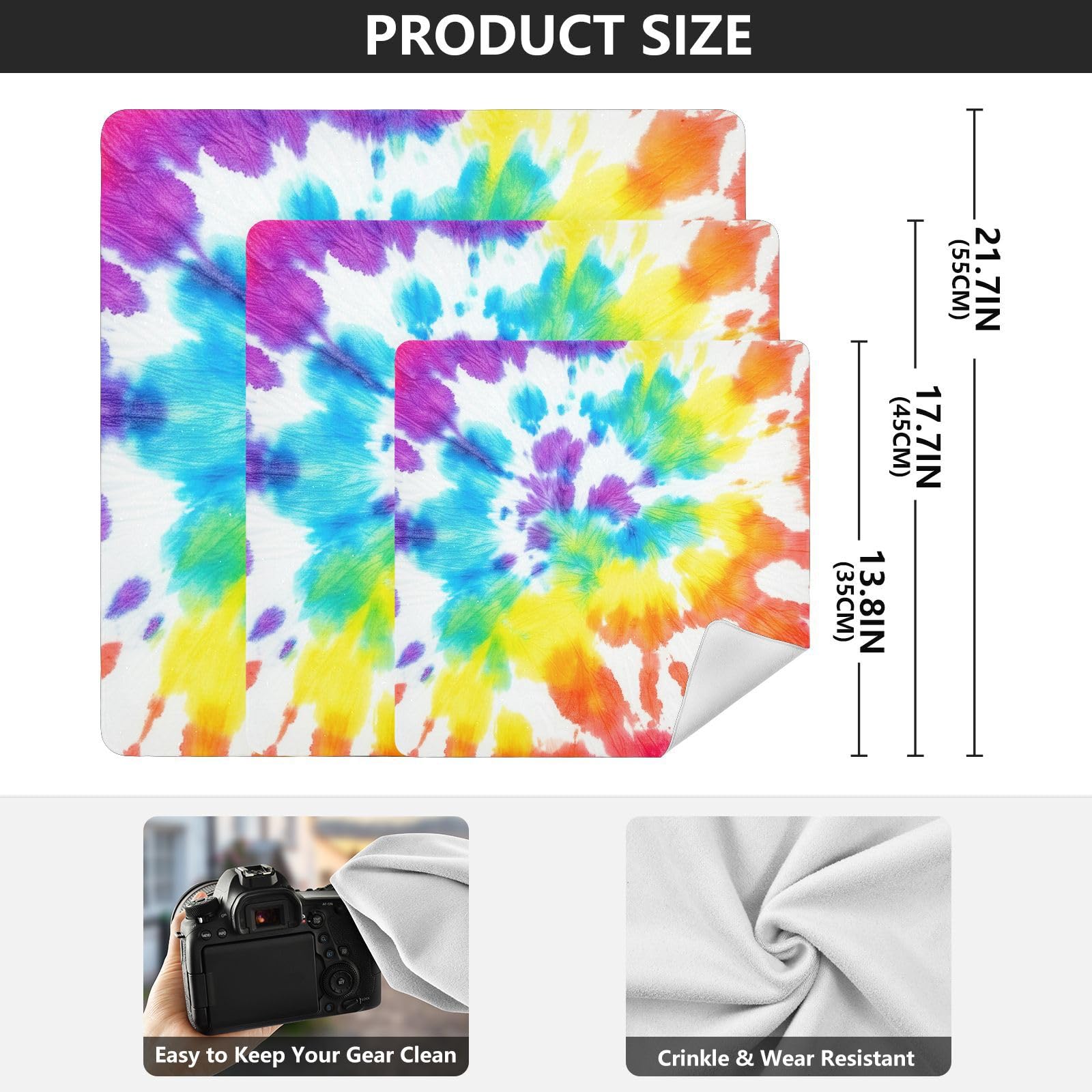 ODAWA Lens Protector Wrapper Tie Dye Rainbow Self-Adhesive Cloths 17.7