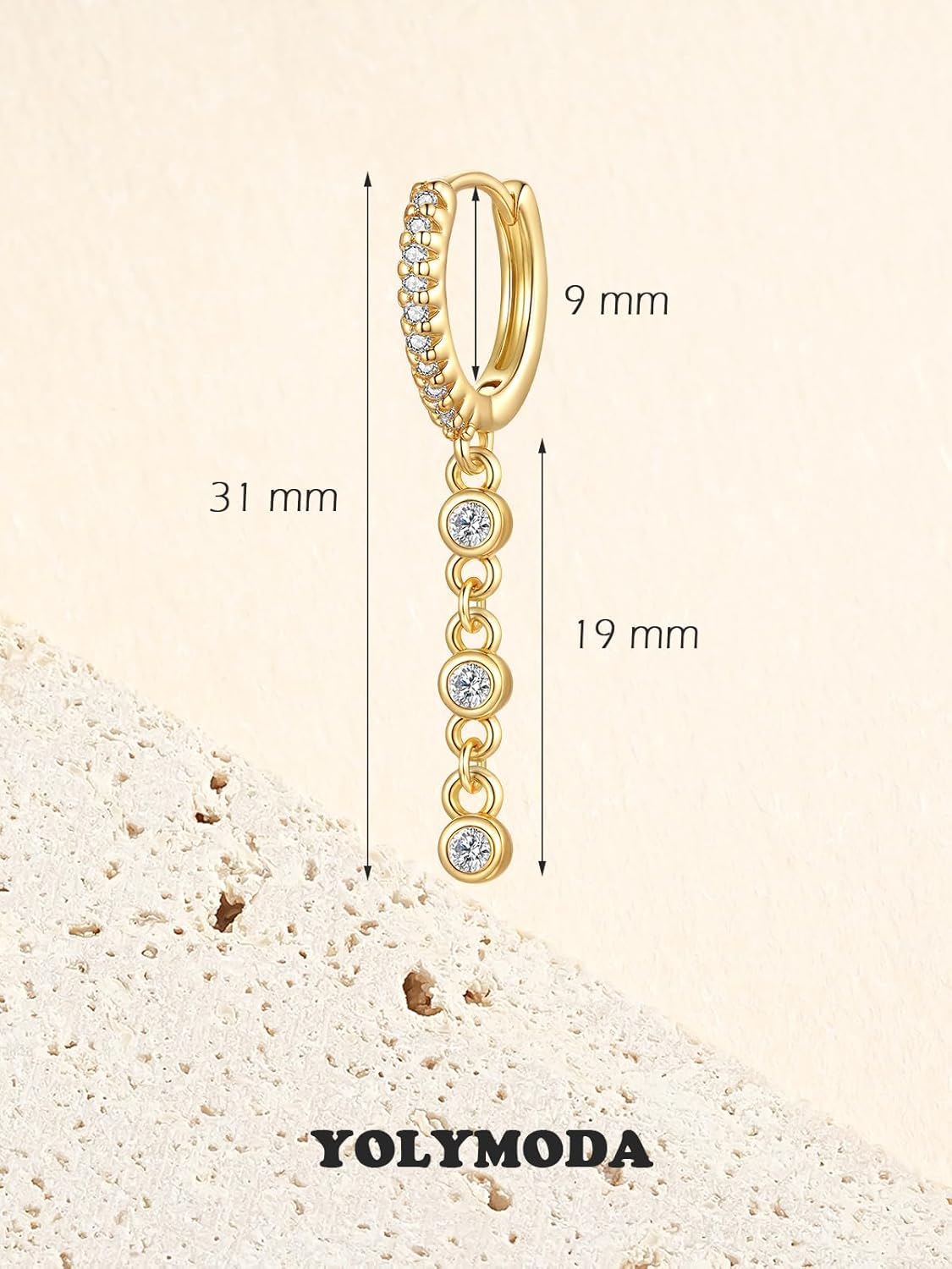 Sterling Silver Dangle Earrings for Women 925 Silver Drop Earrings Fromal Dangling Earrings Small Dangly Cubic Zirconia Huggie Hoops - Image 6