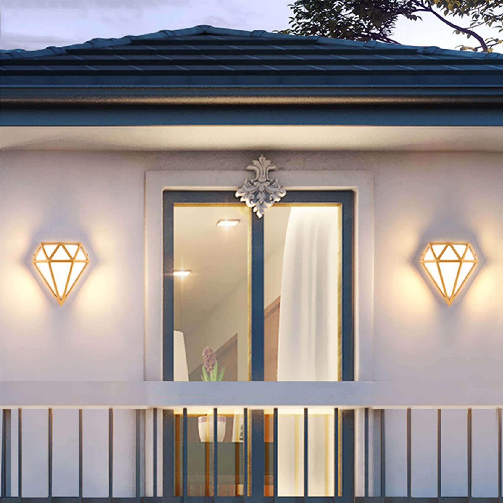 Applique extérieure LED design diamant IP65 en aluminium et acrylique pour jardin