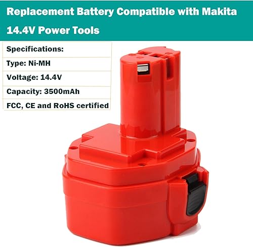 Miniatura 4 de 2 paquetes CREABEST 14.4V 3.5Ah Ni-MH repuesto para batería 1434 1420 1422 1433 PA14 1435 1435F 192600-1 193985-8, incluye cargador de batería de