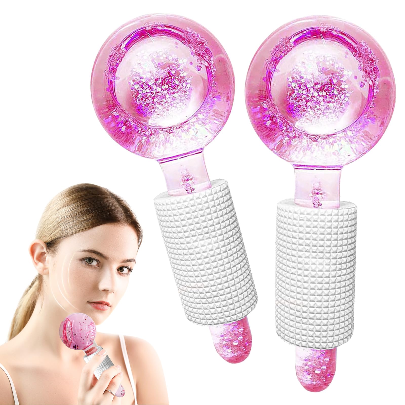 Bola de Belleza de Hielo Facial,Rodillo Facial Frío de Masaje,Masaje de Hielo Bola, Rodillo Facial Ice Globes,Reducir Bolsas y Arrugas,Tonifica la Piel