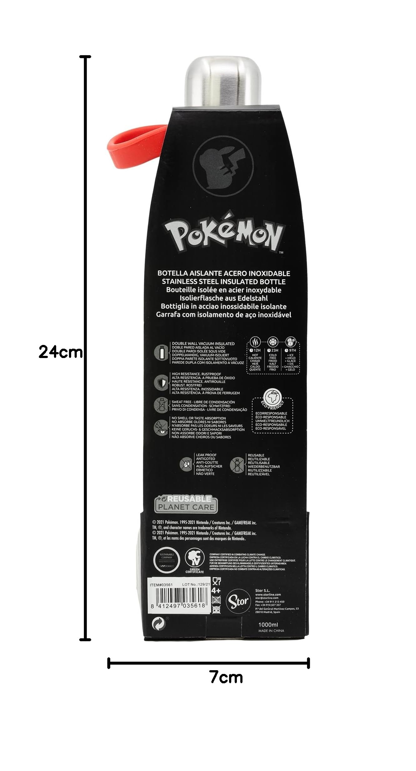 Pokemon Thermo-Wasserflasche mit großem Fassungsvermögen, 1 Liter