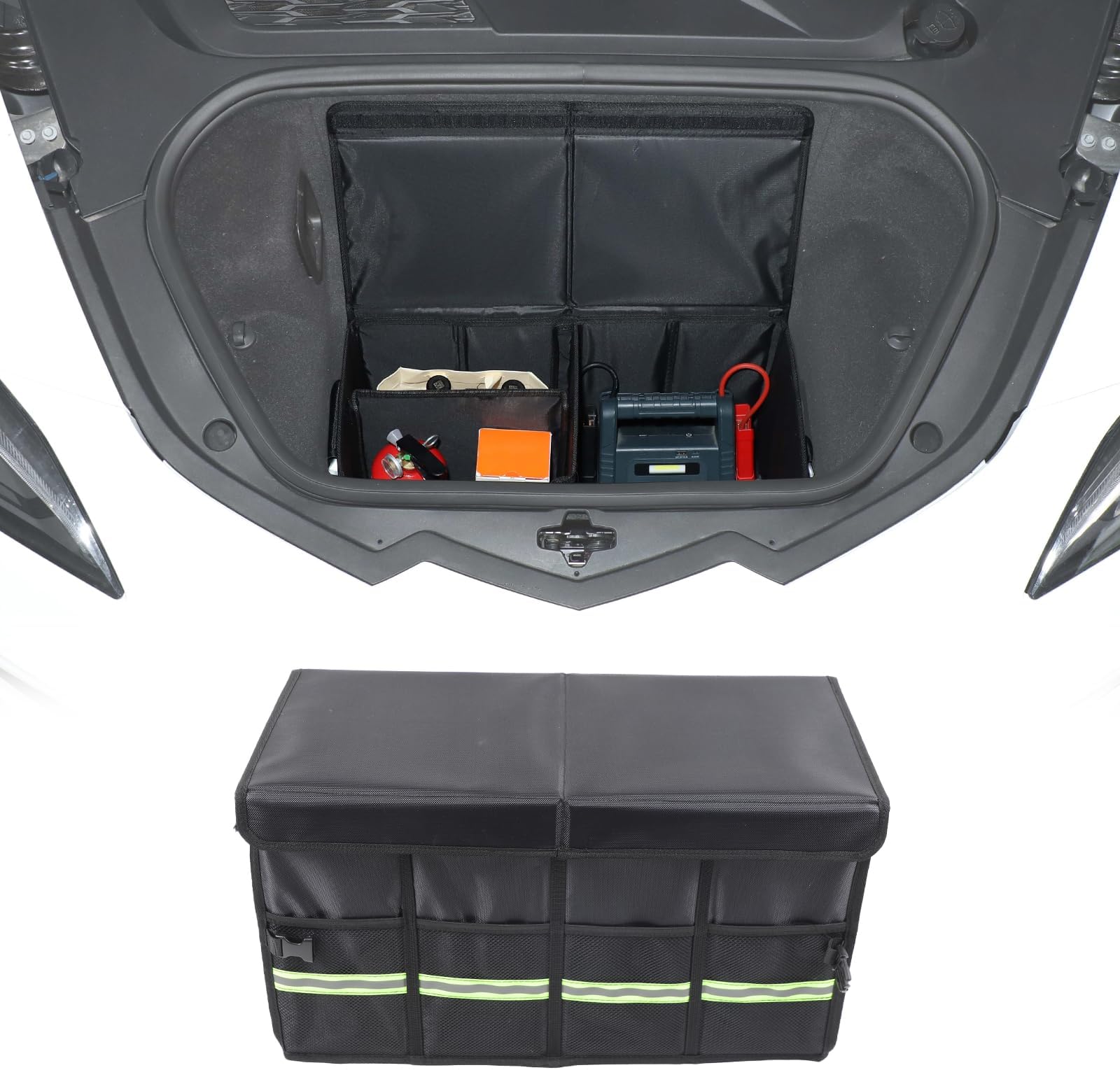 Front Trunk Organizer Compatible with Chevrolet Corvette C8 2020-2025, Foldable Trunk Storage Organizer, Multi-Compartment Oxford Cloth Car Organizer and Storage Space Saving, Style B