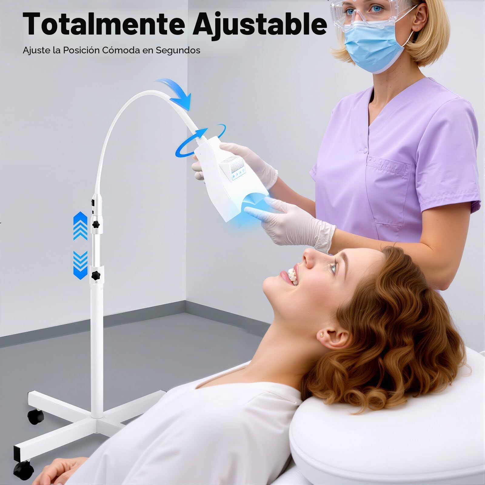 Lámpara LED de blanqueamiento dental de 21 W, lámpara de blanqueamiento dental profesional, 465-470 nm luz azul blanqueadora con acelerador de blanqueamiento para blanqueamiento dental y tratamientos