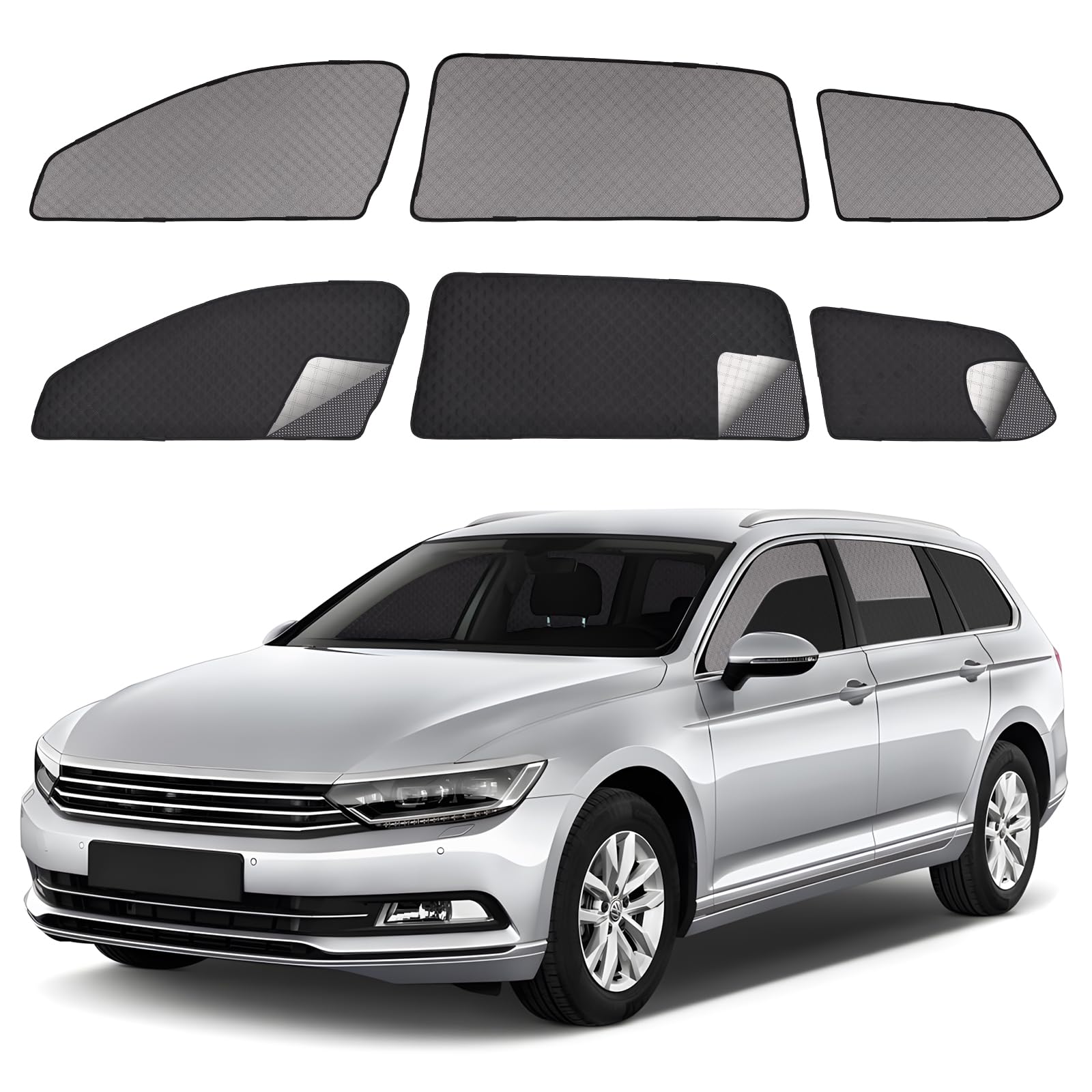 Parasol Coche para VW Passat B8 Variant 2016-2022 Ventanas Lateral 6 Piezas | XCBYT, 2 en 1: Parasol y Mosquitera para Coche, Magnética, Privacidad y Ventilación para Camping y Dormir en Coche, Anti UV