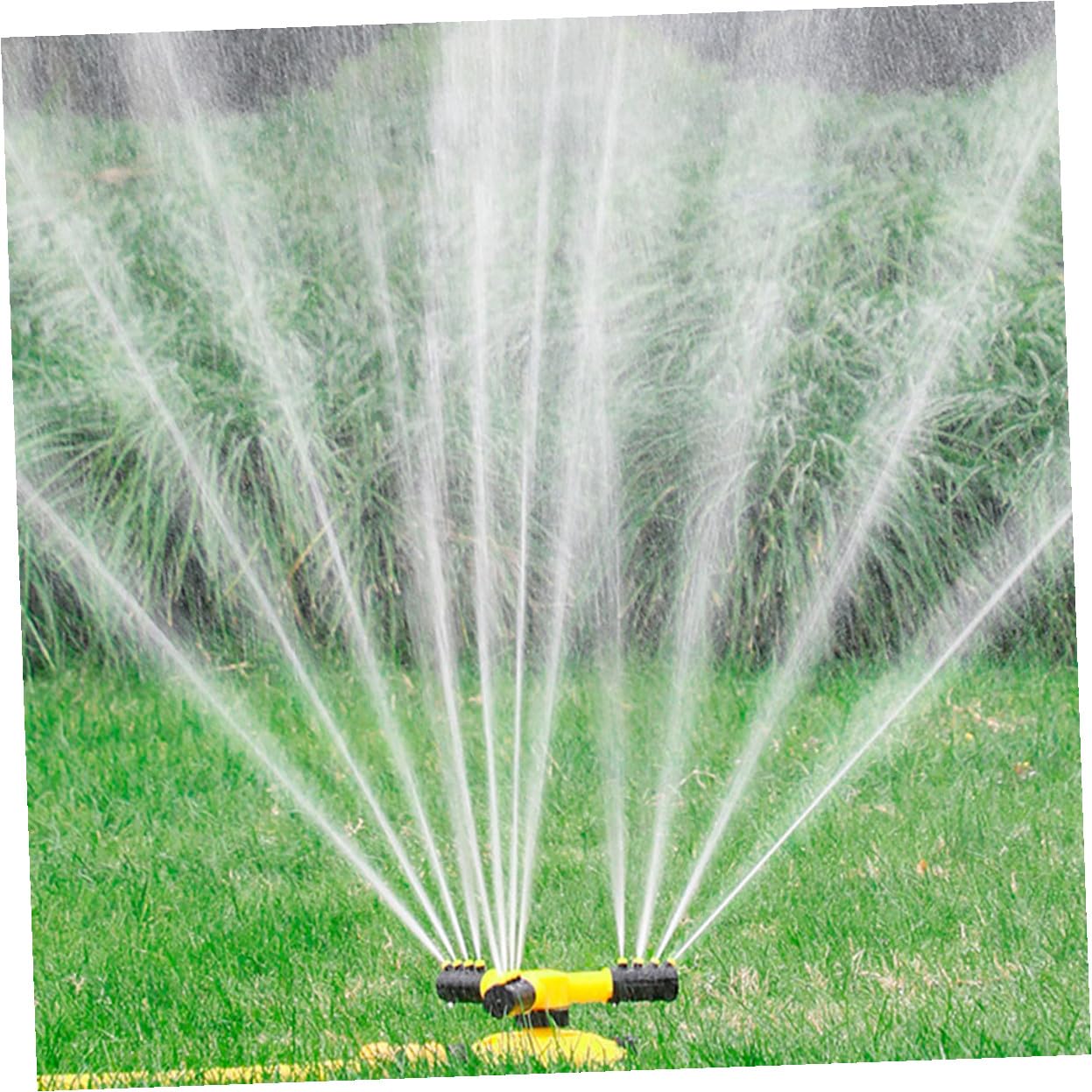 Arroseur Rotatif de Jardin 360 Degrés en Plastique Jaune, Facile à Utiliser, Lot de 2 Pièces pour Arrosage Pelouse et Système D'irrigation Jardin