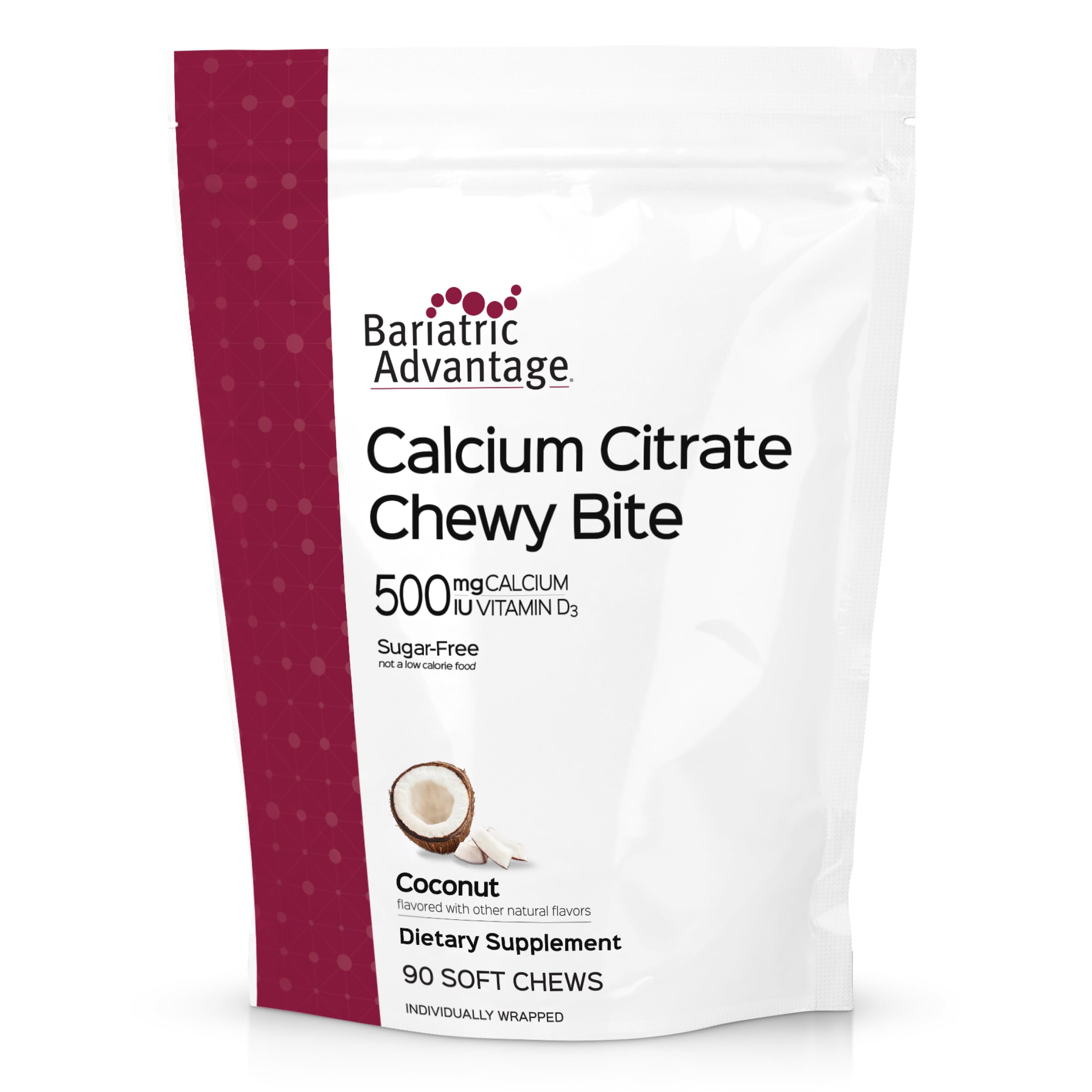 Bariatric Advantage Calcium Citrate Chewy Bites, Coconut Flavor, 90 Ct