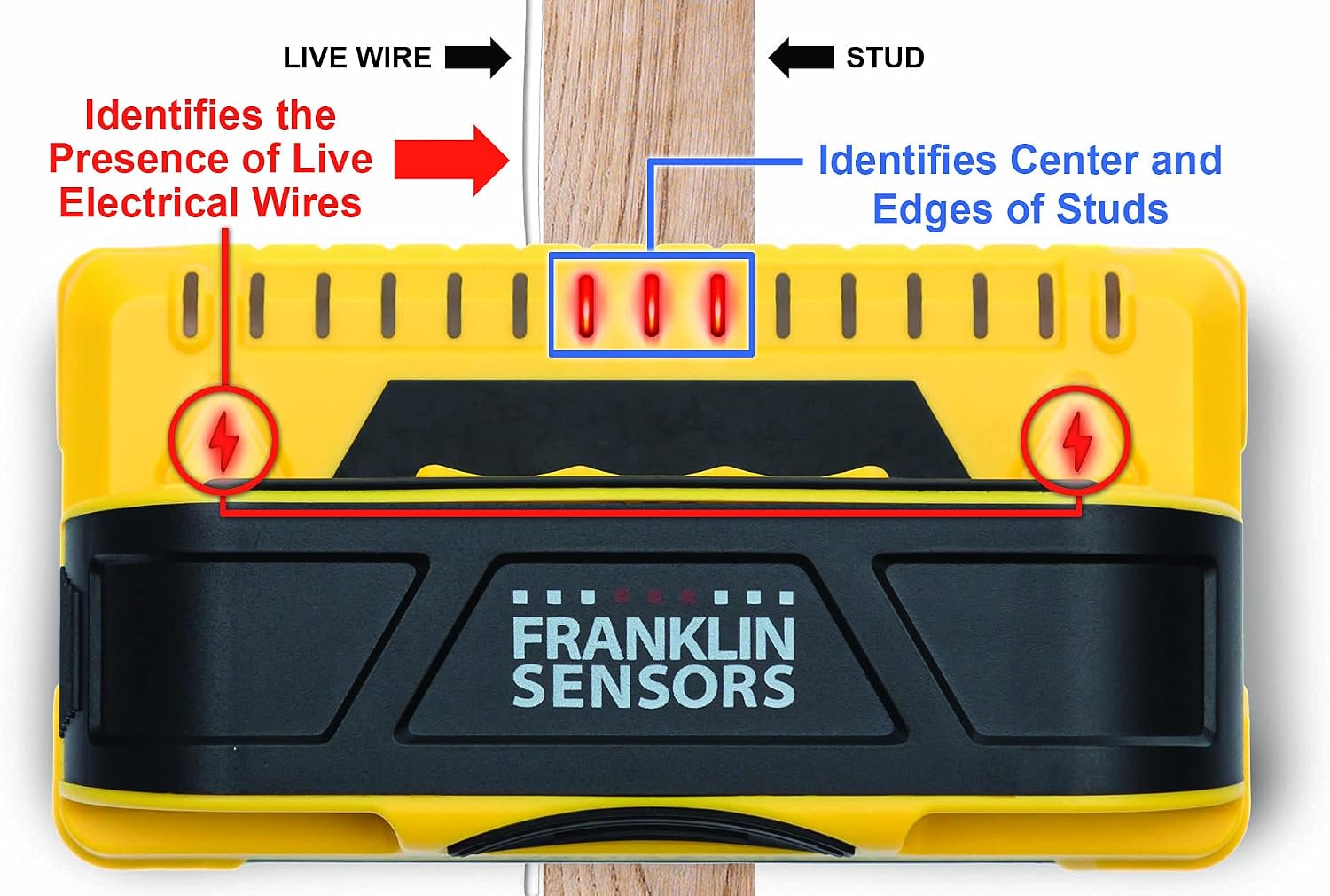 Franklin Sensors ProSensor M150 Professional Stud Finder with 9-Sensors for The Highest Accuracy Detects Wood & Metal Studs with Incredible Speed, Yellow