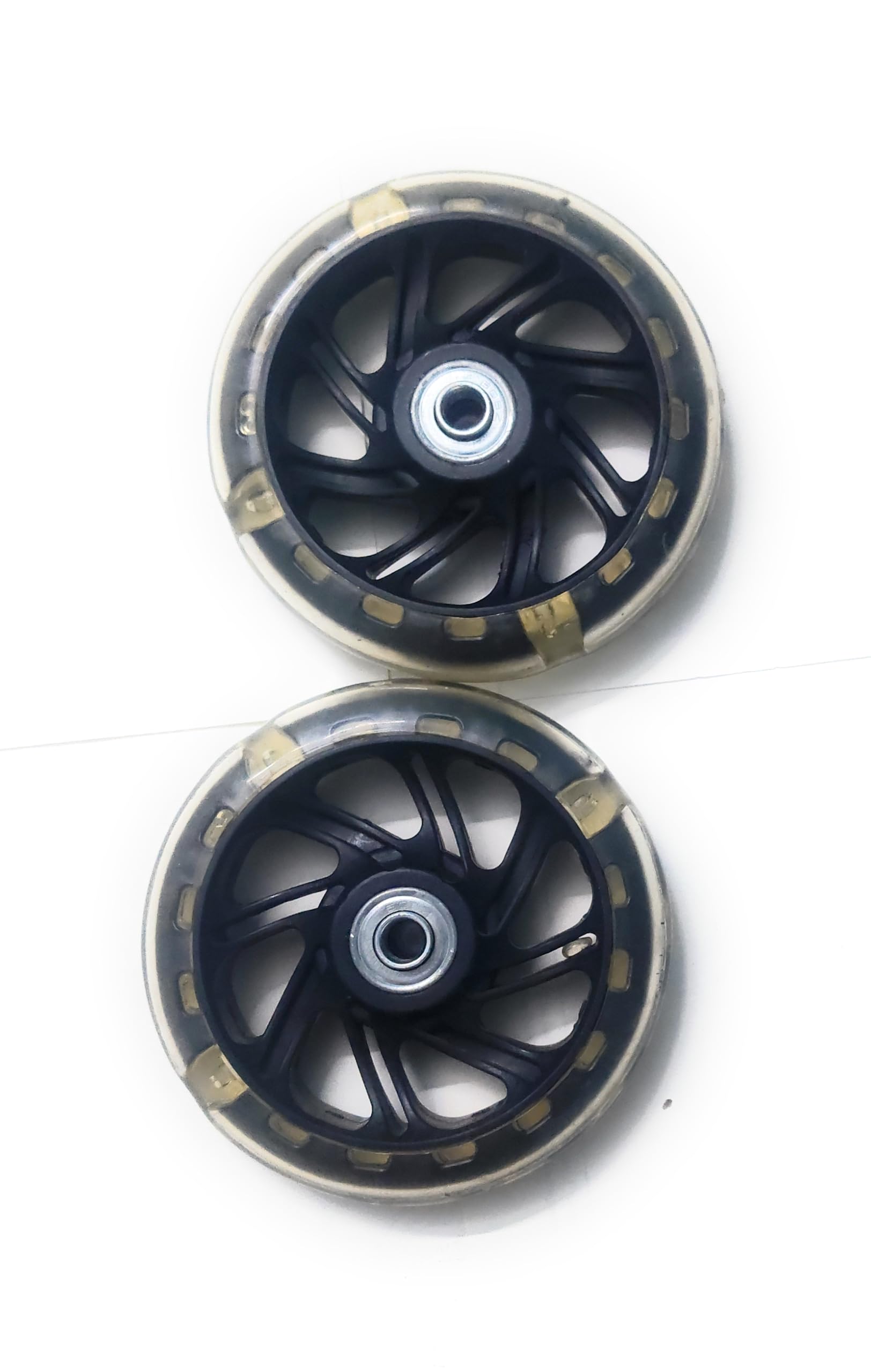Kids Scooter wheels (12cm) PVC with LED Flashing Lights Black Color (set of 2)-image-16