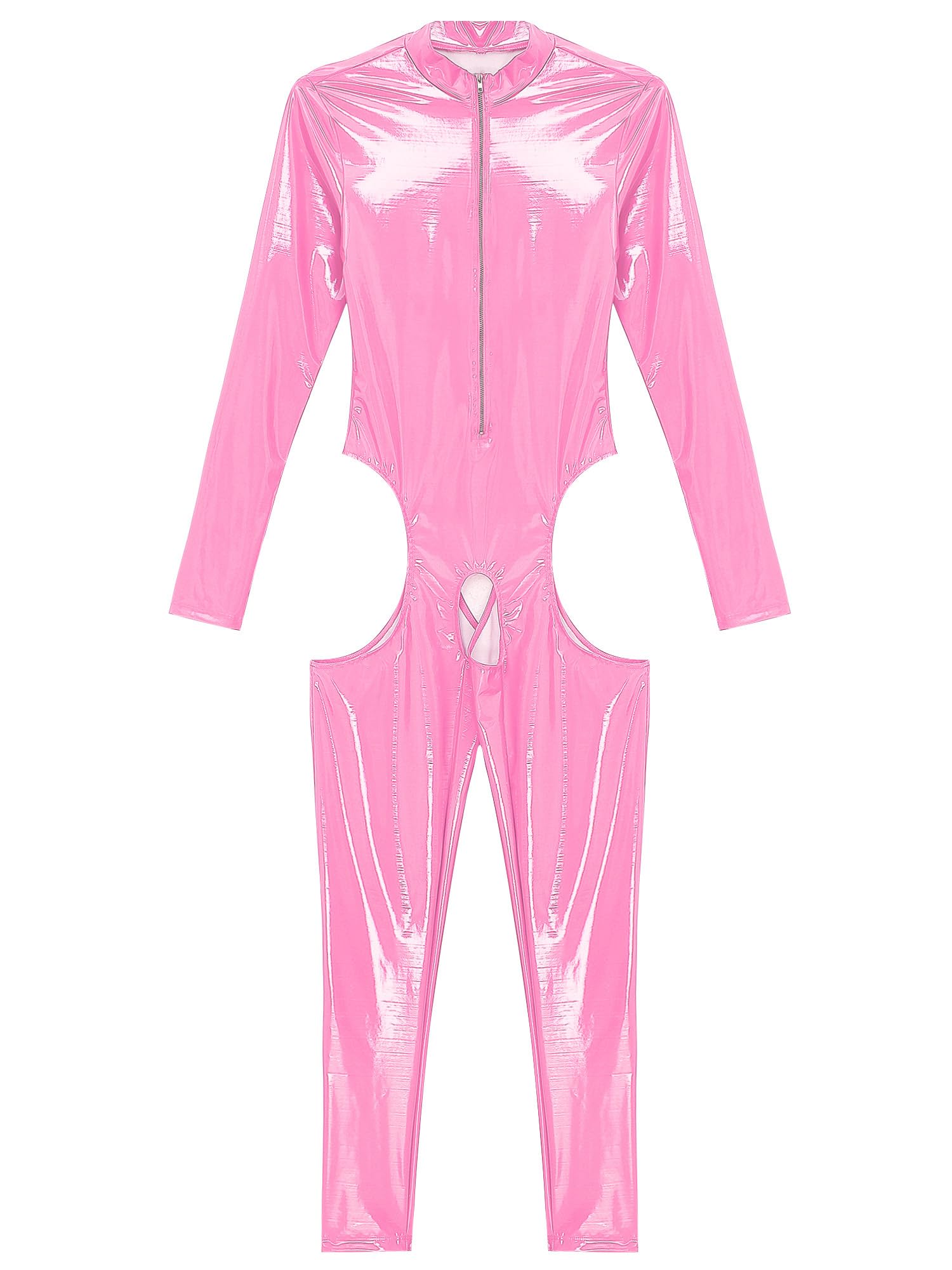 Women Jumpsuit Wetlook Body Ouvert Catsuit Combinaison Leder-optik Combinaison Intégrale Ouvert Leggings Gogo Party Nightclub