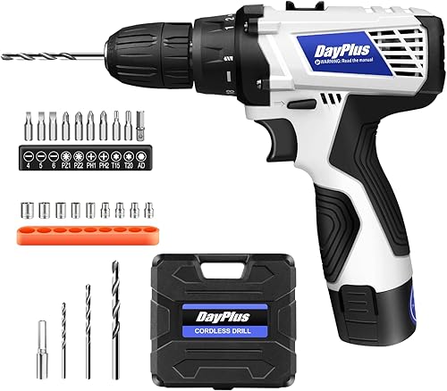 Juego de taladro inalámbrico, destornillador eléctrico con batería de 1300 mAh y cargador, destornillador eléctrico recargable con 2 velocidades