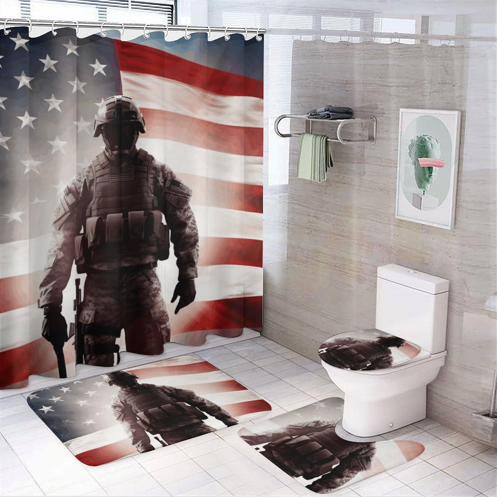 Ensemble de 4 pièces pour salle de bain anti-glisse et facile à poser