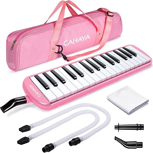 CAHAYA CY0050-3 - Melódica de 32 teclas con doble tubo y boquilla - Teclado de aire, piano de viento, instrumento musical - Con bolsa de transporte