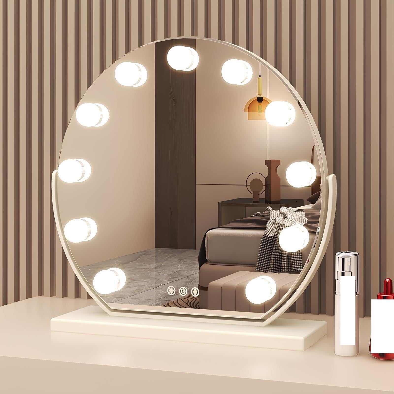 Specchio da Tavolo Illuminato LED con Luci Controllo Touch