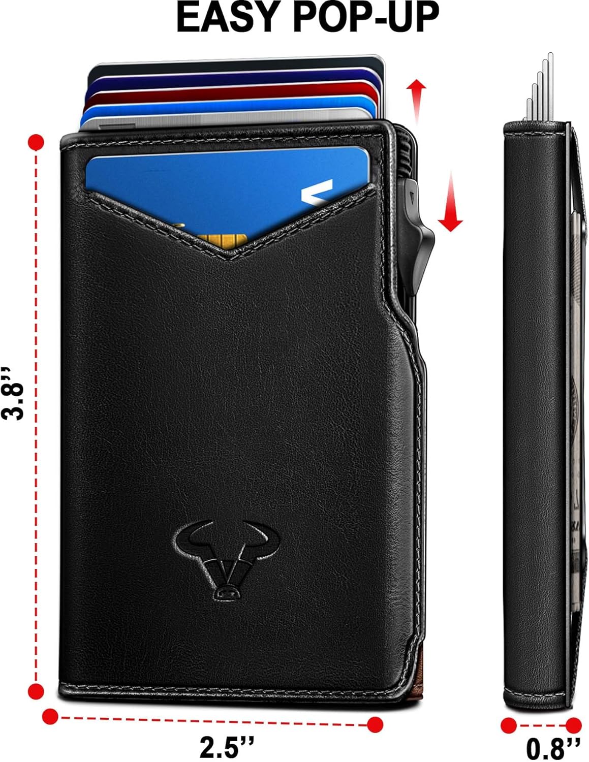 BULLIANT Men Gift Wallet,Slim Front Pocket Wallet Money Clip Card Holder 3.8"x2.7",Pop-up Access - Image 2