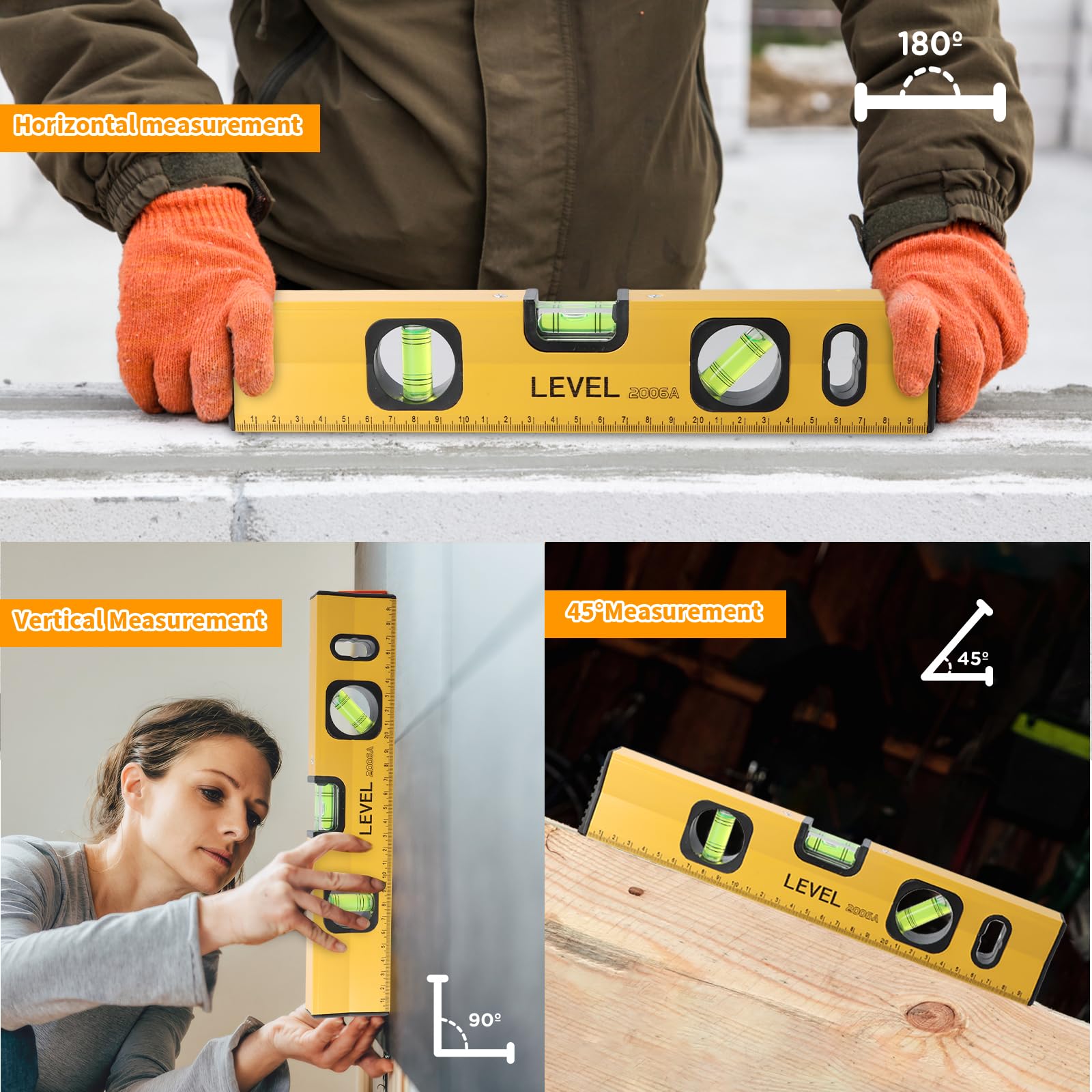 30 Cm Niveau à Bulle Professionnel, Niveau Avec Échelle