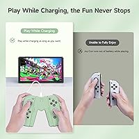 Vista 2 de JINGDU Switch Joy-Con - Empuñadura de carga compatible con Nintendo Switch estándar y modelo OLED, cargador de controlador JoyCon Switch con cable