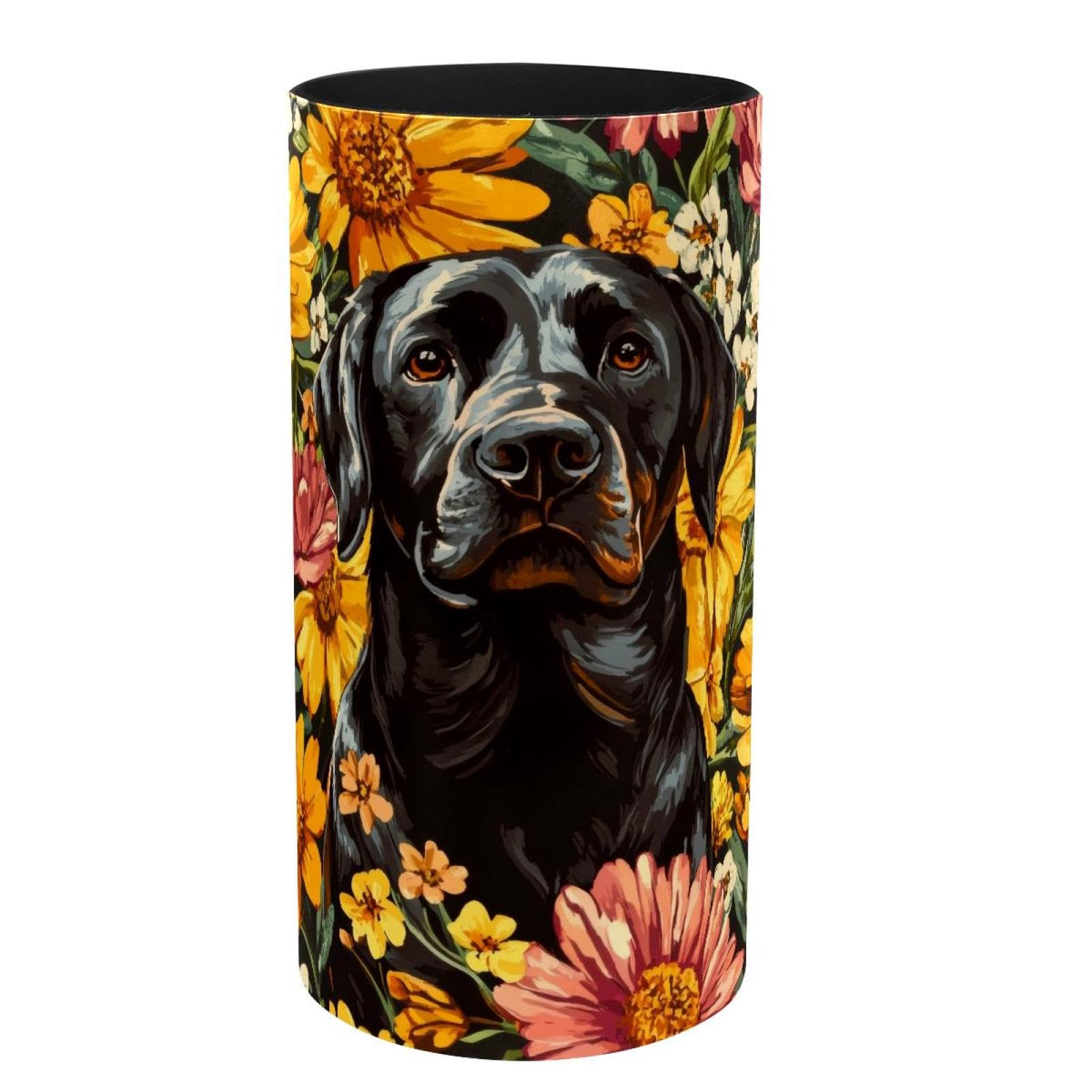 Boîte à musique Labrador pot à crayons en métal jaune pour bureau