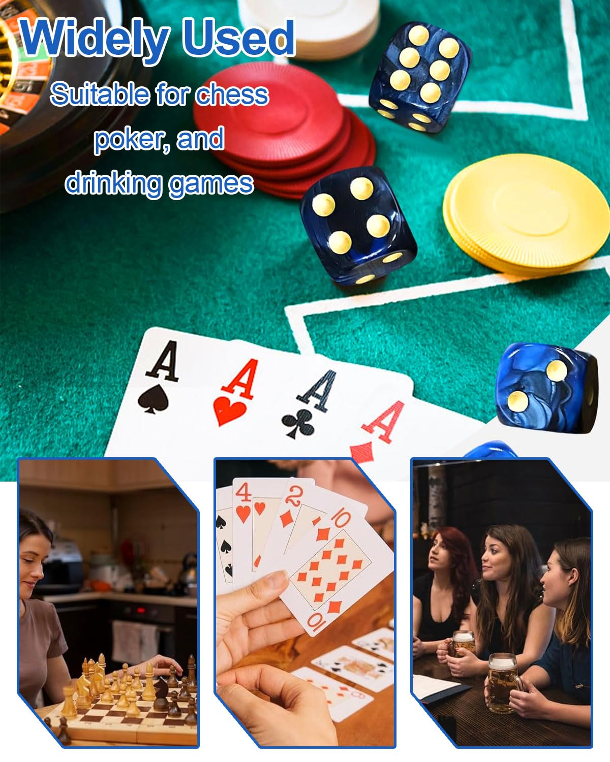 10 PCS Dadi,16mm D6 Dado Acrilici,Dadi Blu-Nero con Borsa di Stoffa,per Giochi da Tavolo,Ruolo,Tavolo,Lezioni di Matematica