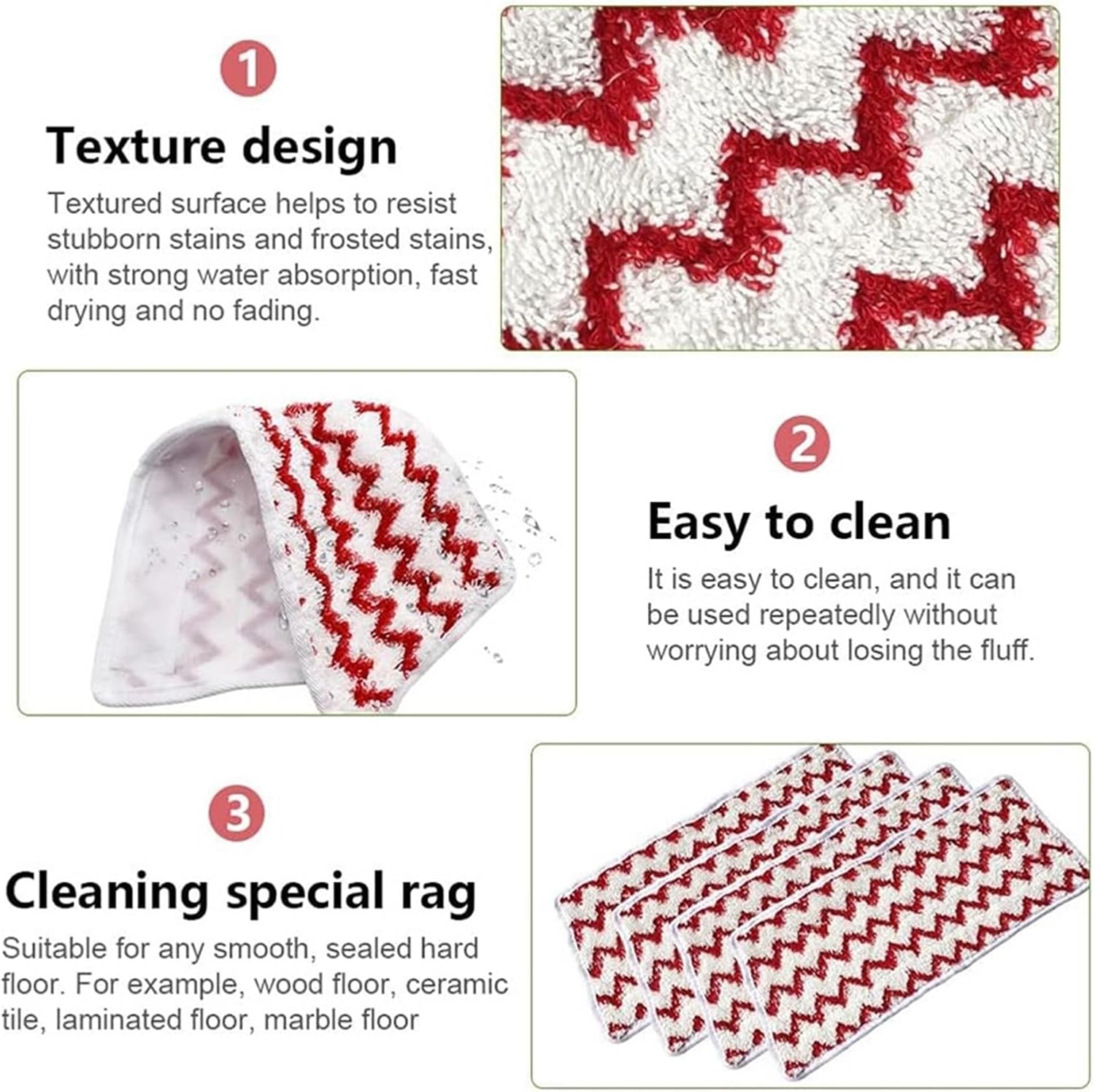 Microfiber Steam Mop Pad,Compatible For Vileda Steam XXL， Replacement Part Power Pad Steam Cleaner Accessories Washable Mop Cloth Parts
