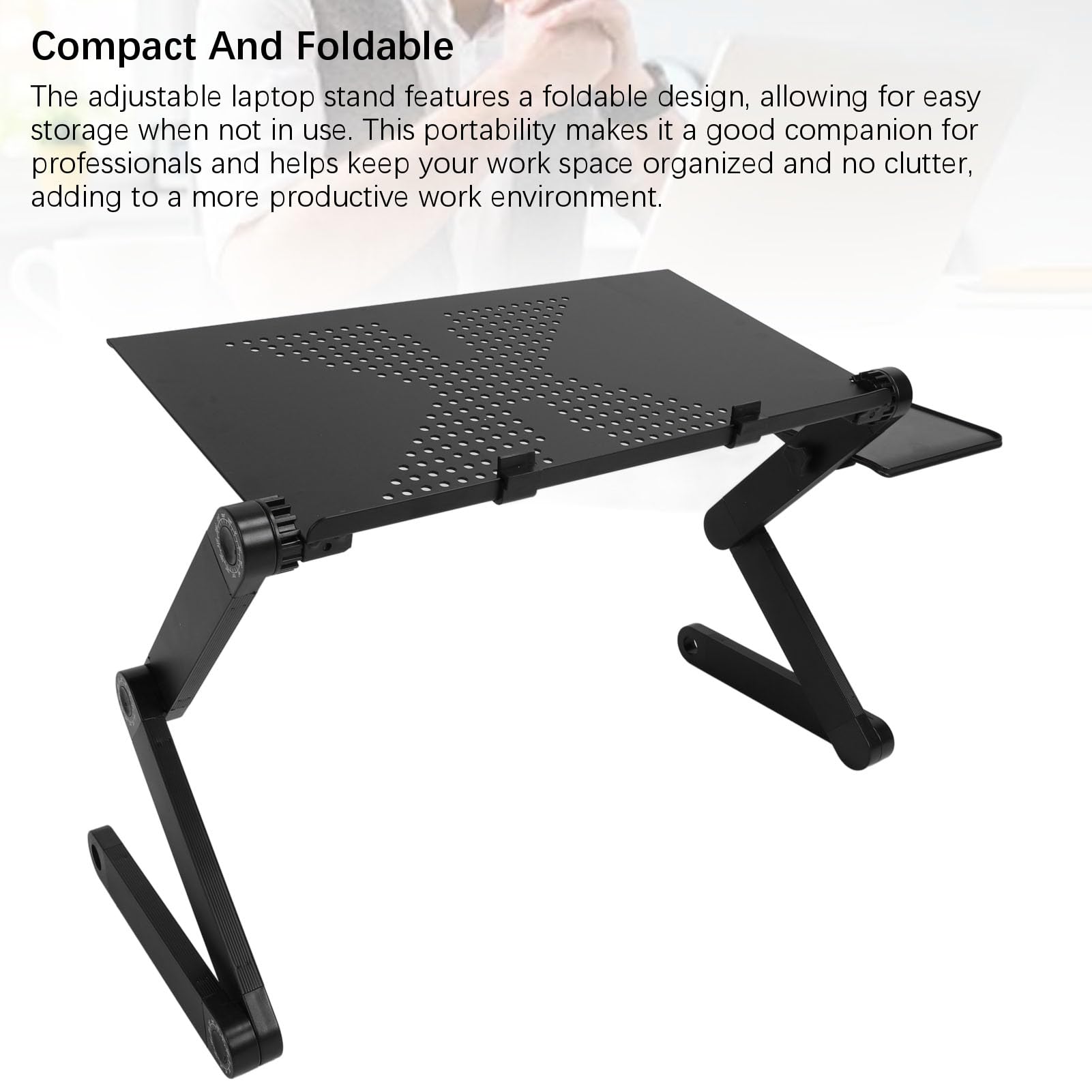 Supporto per computer portatile, base girevole a 360°, supporto ergonomico pieghevole per laptop fino a 17 pollici, materiale in lega di alluminio, adatto per professionisti (nero)