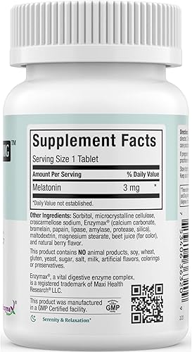 Miniatura 6 de Maxi Health Melatonina 3 mg para adultos y adolescentes  Ayuda a apoyar el sueño natural con melatonina masticable  Apoyo kosher para dormir sin