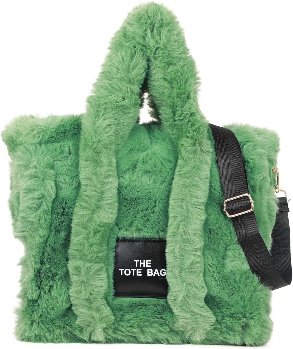 JQAliMOVVThe Tote Bags for Women, Fluffy Tote Bags Top-Handle Crossbody Handbag Trendy Plush Tote Bag for Travel Work, A04-green, Medium