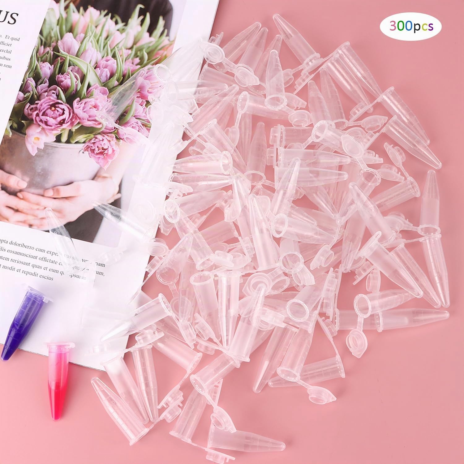 300 Pcs Tubes de Micro,1,5 ml Centrifugeuse Gradués en Polypropylène avec Bouchon à Clipser Micro,Tubes de Centrifugeuse Coniques Transparents