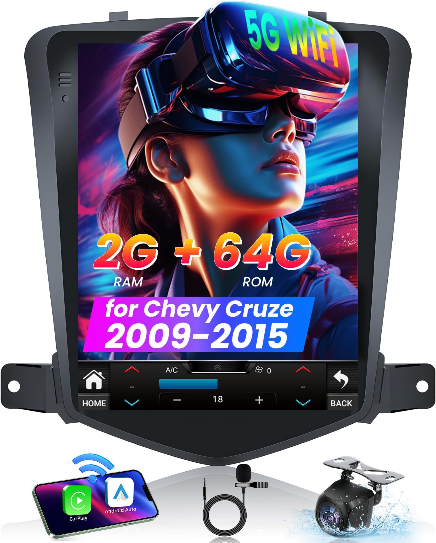 10.1" Android 12 Car Stereo For Toyota Camry 2015-2017 - Wireless CarPlay, Android Auto, Backup Camera