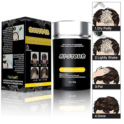 Miniatura 7 de Fibras de construcción del cabello para cabello fino y puntos calvos, 0.88 onzas, fibras de cabello Apstour para mujeres y hombres, fibras gruesas