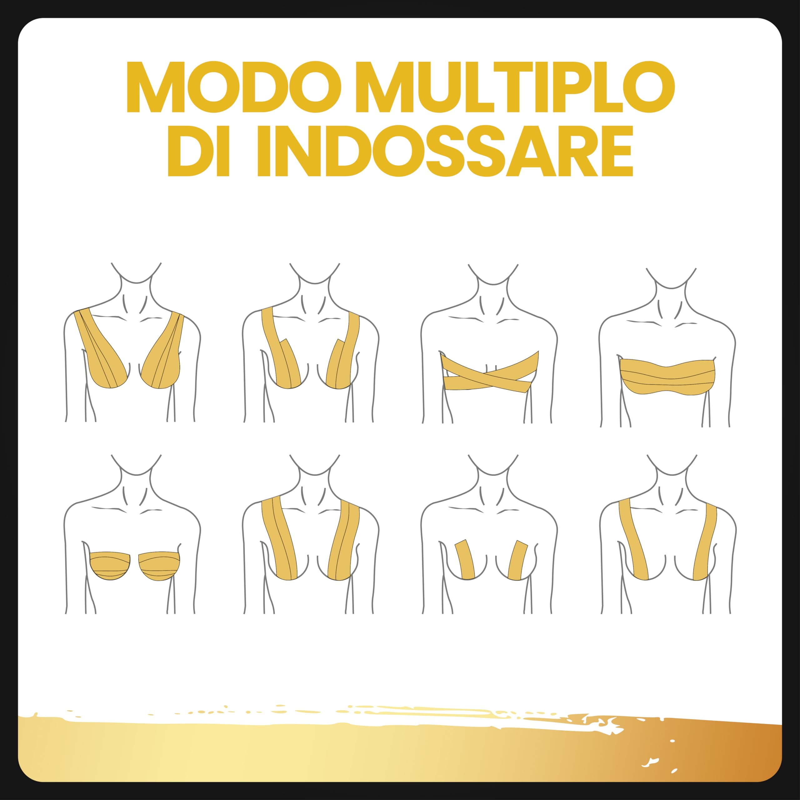 4 in 1 Set Premium Boob Tape Push Up Seno | Nastro Adesivo Cerotti Largo 7,5cm*5m + Coppie di Copricapezzoli 2 in Silicone Riutilizzabili + 10 Monouso + Nastro per Abiti | Push-Up per Grandi | A a D