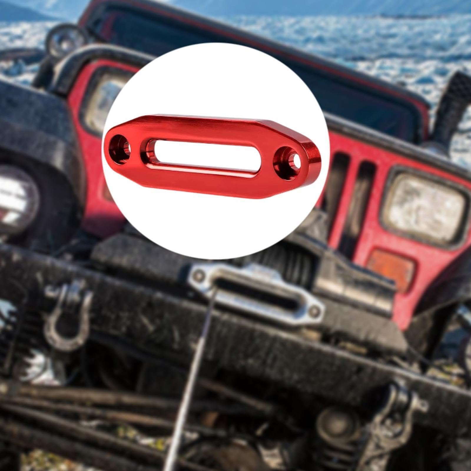 Guide-Câble de Treuil de Style Hawse, Accessoires de Guide-Câble de Treuil 124 Mm Remplacez Le Guide-Câble en Métal Facile à Installer Robuste Universel pour Câble de Treuil Synthétique, Rouge