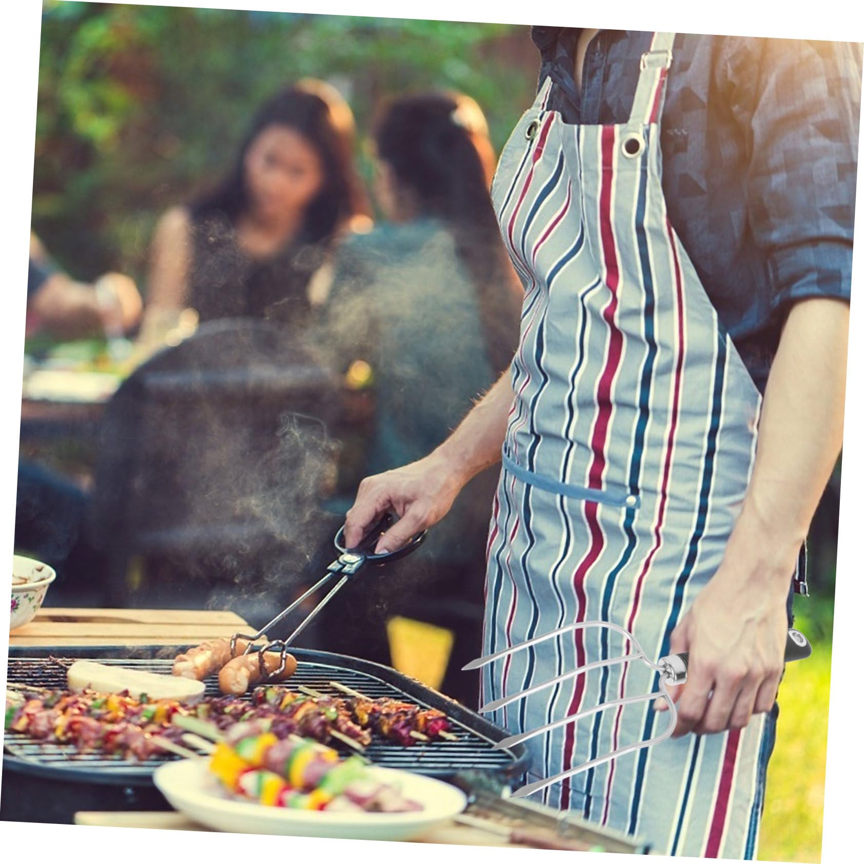 ibasenice 3 Pezzi da Barbecue Inossidabile con Utensile per Grigliate Carne per Arrosti All