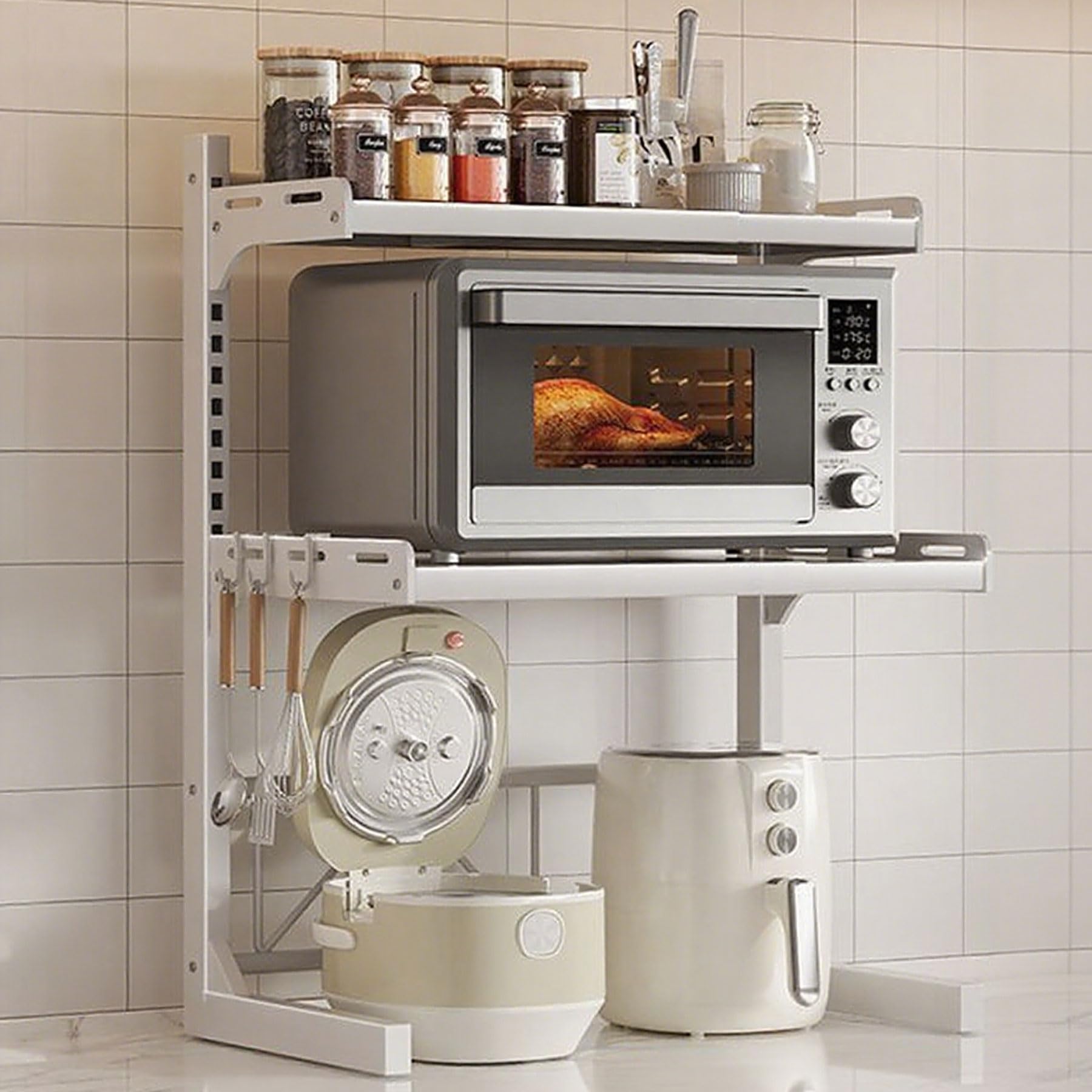 Amazon.co.jp: ZMZZZX レンジラック キッチンラック 3段式 幅は41~60cm