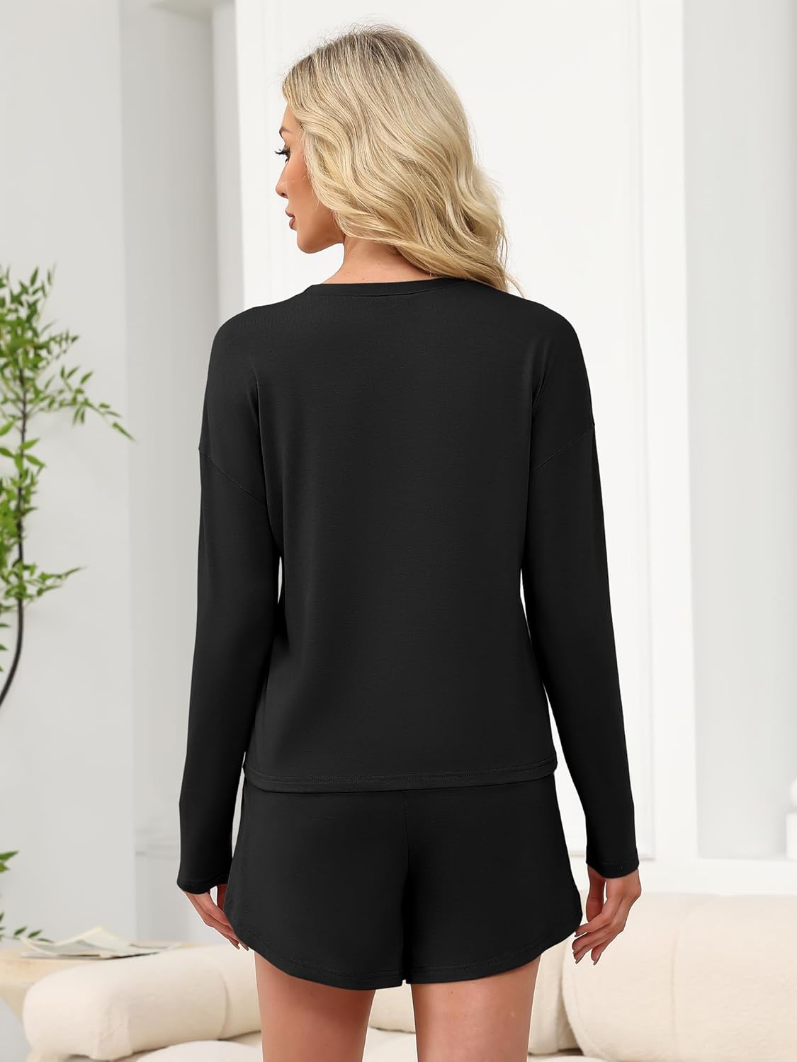 ANRABESS Womens Long Sleeve Pajama Sets 2025 Fall 2 Piece Outfits Lounge Matching Short Set Striped Pjs Loungewear Sleepwear - Image 5