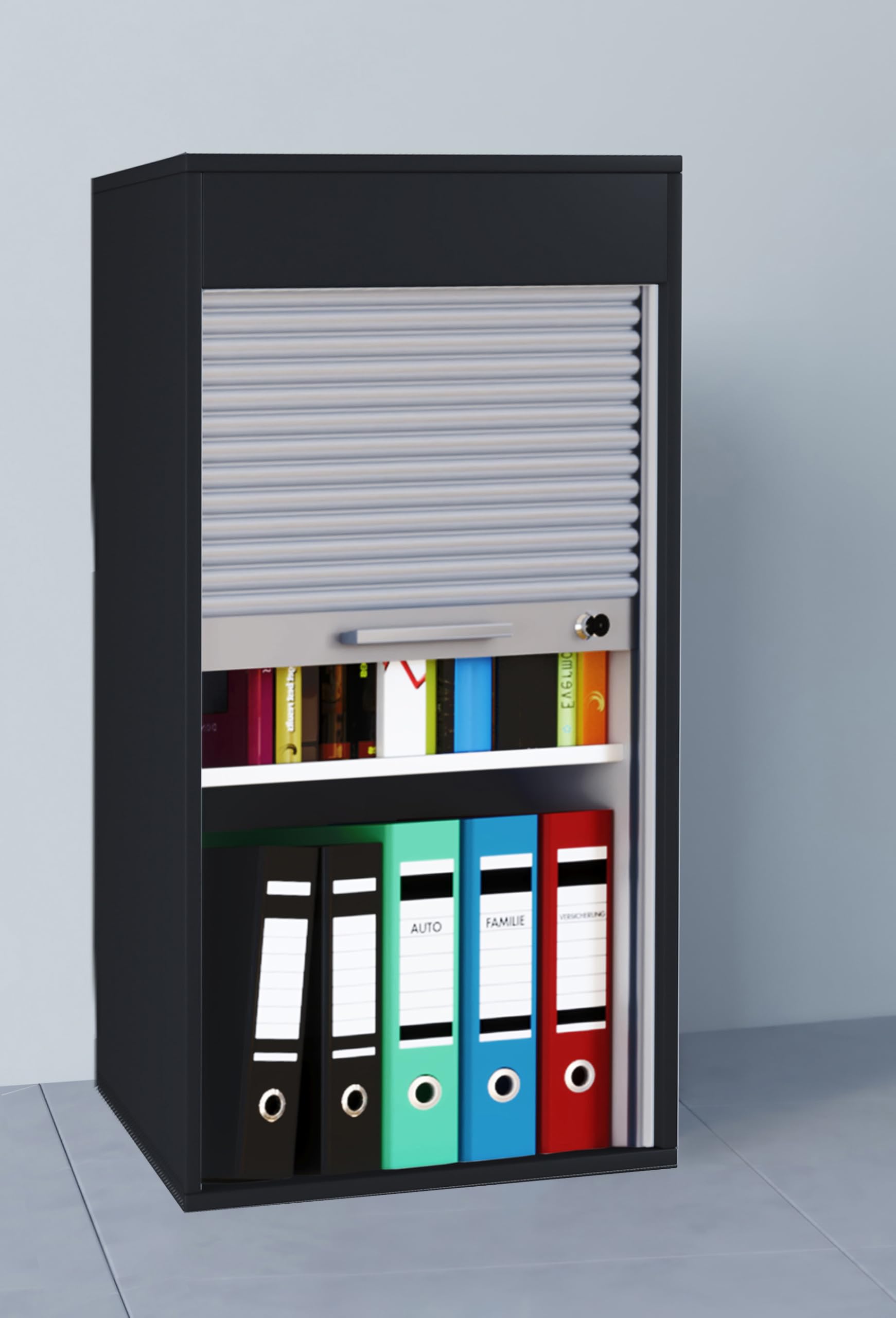VCM Büroschrank | Aktenschrank mit Rollladen| Maße ca. H. 93 x B. 50 x T. 40 cm – Aktos L